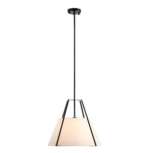 Ellrich 1-Light Black Pendant Light with Fabric Shade