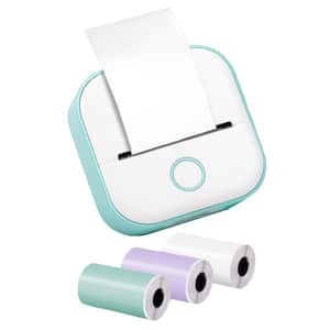 Ahfiwaso Mini Thermal Sticker Printer Portable Inkless Label Maker Bluetooth for Students Study Notes Photos Graphics 3 Rolls