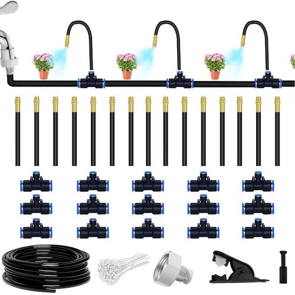 49.21 ft. Copper Nozzle Drip Irrigation Kit Automatic Garden Watering System 360° Bendable Adjustable 15-Pack