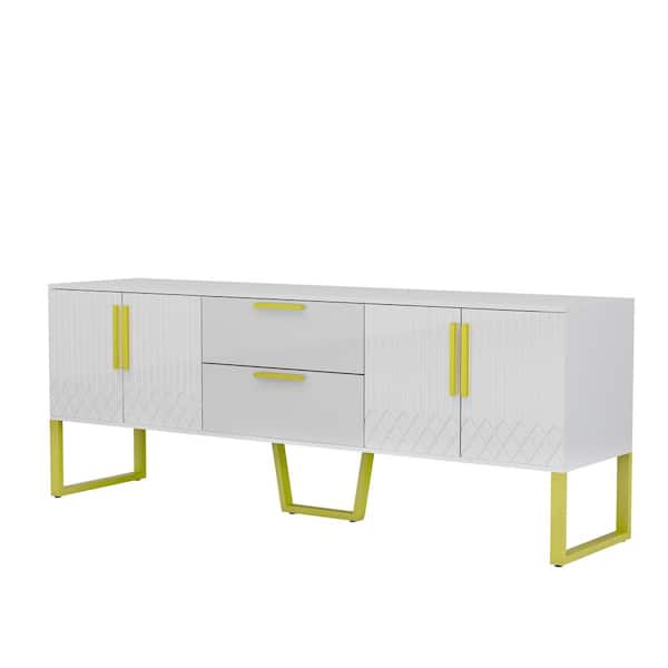 Polibi White TV Stand Fits TV's up to 75 in. with Drawers