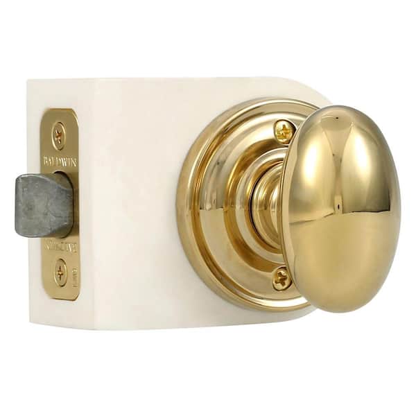 Baldwin Reserve Ellipse Lifetime Polished Brass Hall/Closet Door Knob with Traditional Round Rose