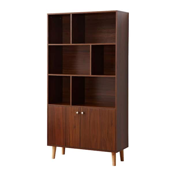 35.5 in. W x 13.98 in. D x 67.4 in. H Bathroom Brown Linen Cabinet