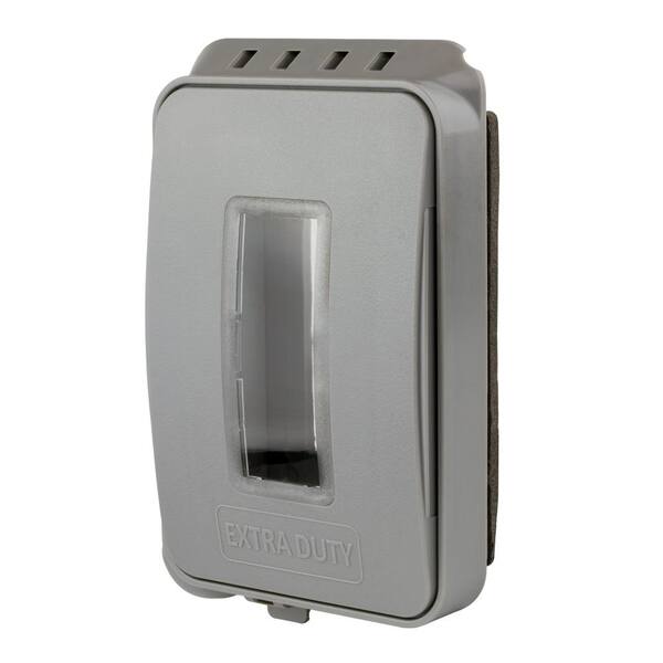 Commercial Electric 1-Gang Extra Duty Non-Metallic Low Profile While-In-Use Weatherproof Cover Horizontal/Vertical Receptacle Cover, Gray