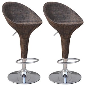 Swivel Metal Outdoor Bar Stool 2-Pack with Mesh Fabric and Adjustable Height