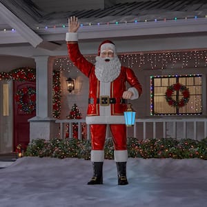 8 ft. Giant-Sized LED Towering Santa with Multi-Color Lantern