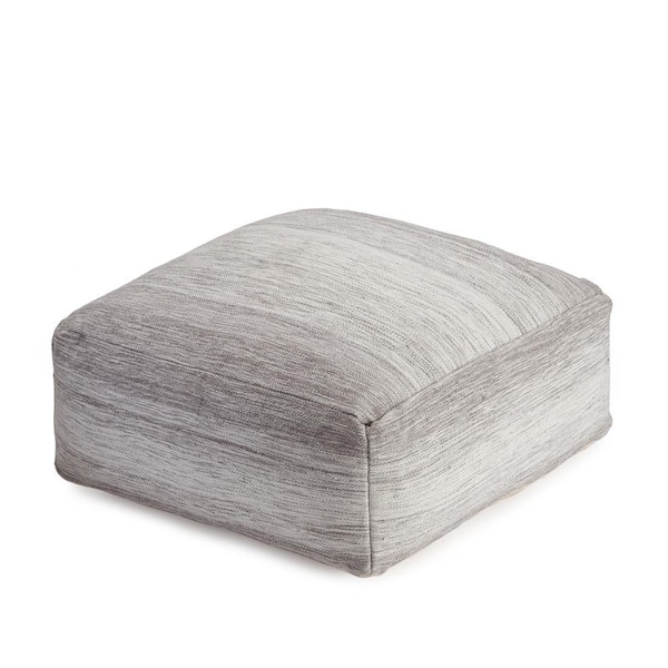 Anji Mountain Rincon 34 in. x 34 in. x 16 in. Gray and Ivory Ottoman