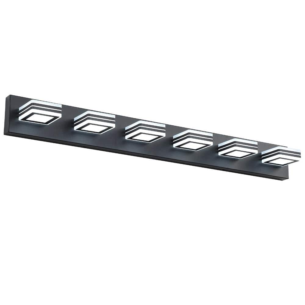 39 in. W 6-Lights Modern Bathroom Vanity Light Fixtures LED Black Lights Over Mirror 6000K Cool White price history on PriceWatchPro