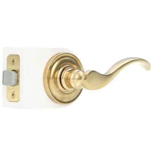 Reserve Curve Lifetime Polished Brass Hall/Closet Door Handle with Traditional Round Rose