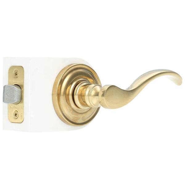 Baldwin Reserve Curve Lifetime Polished Brass Hall/Closet Door Lever with Traditional Round Rose