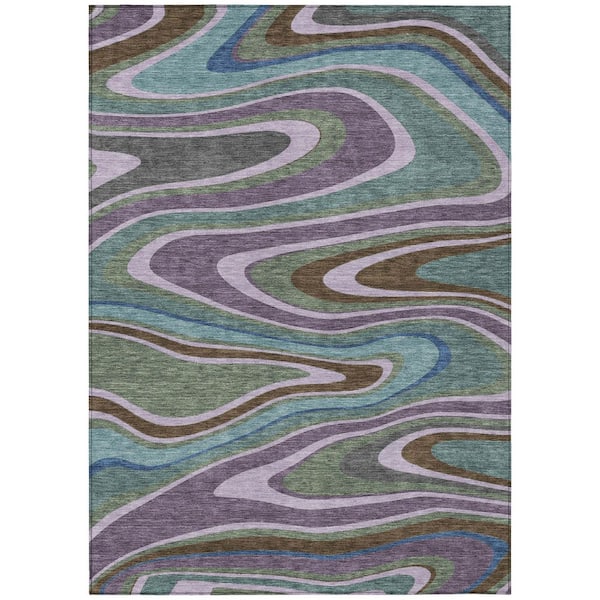 Chantille Machine Washable Indoor/Outdoor Abstract ACN2494 Purple 5 ft. x 7 ft. 6 in. Area Rug