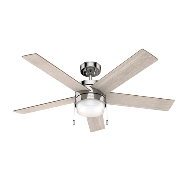 Hunter Claudette 52 in. LED Indoor Polished Nickel Ceiling Fan with Light