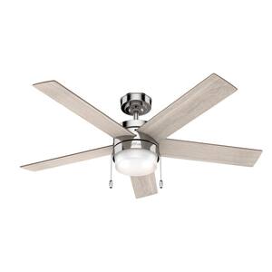 Hunter Claudette 52 in. LED Indoor Polished Nickel Ceiling Fan with ...