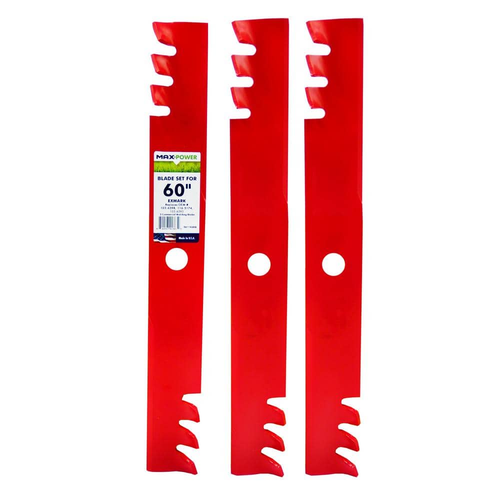 3 Blade Commercial Mulching Set for Many 60 in. Cut Exmark, Windsor Mowers Replaces OEM #'s 103-6393, 103-6398, 116-5174 price history on PriceWatchPro