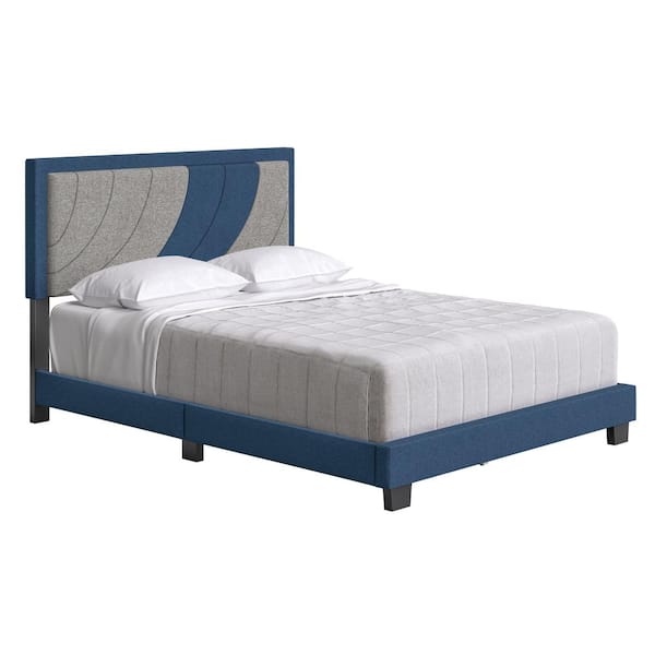 Rest Rite Sail Away Upholstered Linen Platform Bed, Queen, Blue/Gray
