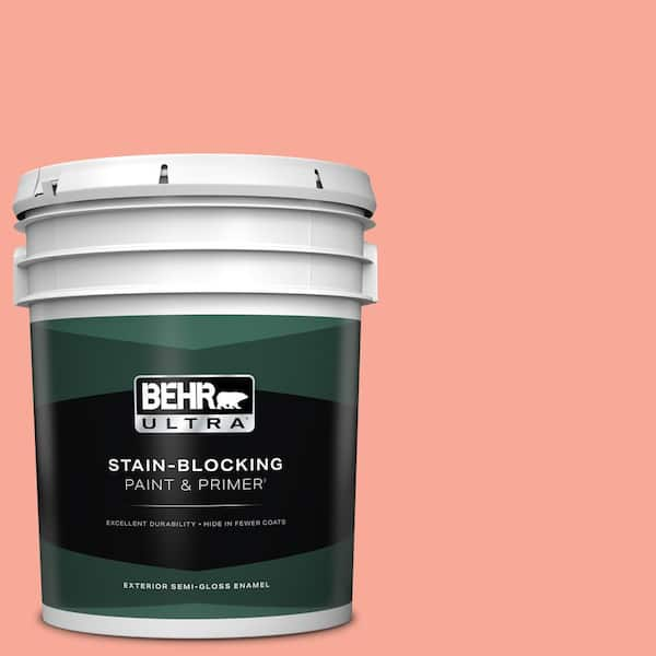 BEHR ULTRA 5 gal. #190B-4 Duchess Rose Semi-Gloss Enamel Exterior Paint & Primer