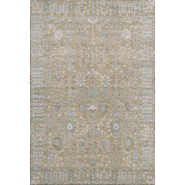 Mayfield Premium Machine Washable Abstract AMF2231 Beige 8 ft. x 10 ft. Area Rug