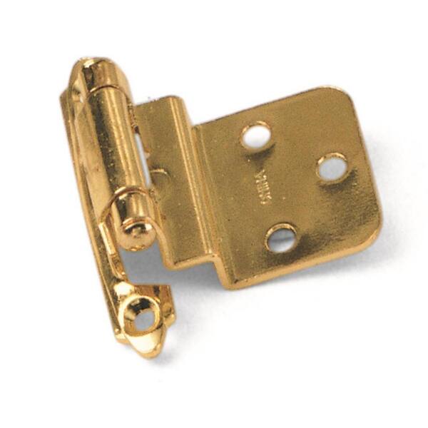 Builders Hardware  Polished Brass Self Closing Cabinet Hinges 3/8" Inset 4 