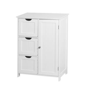 11.81 in. W x 23.62 in. D x 31.9 in. H White Bathroom Storage Linen Cabinet, with 3 Large Drawers and 1 Adjustable Shelf