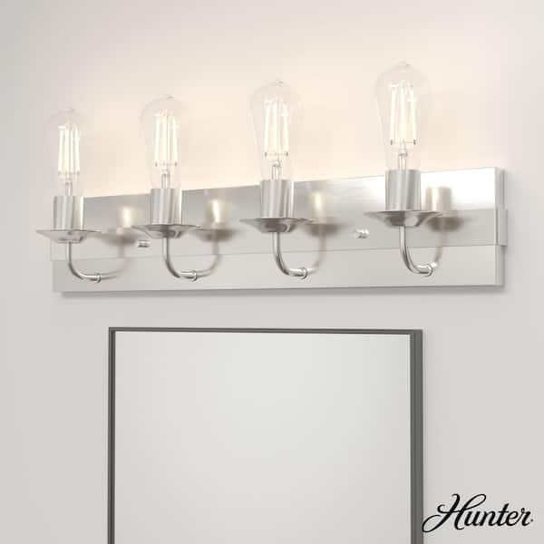 Hunter Perch Point 26.5 in. 4-Light Brushed Nickel Vanity Light