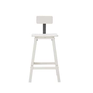 White Plastic HDPE Outdoor Bar Stool with Removable Back (2-Pack)