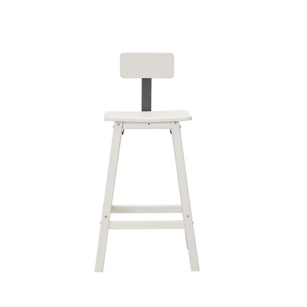 Cesicia White Plastic HDPE Outdoor Bar Stool with Removable Back (2