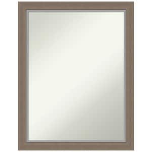 Eva Brown Narrow 21.25 in. H x 27.25 in. W Framed Non-Beveled Bathroom Vanity Mirror in Brown, Silver