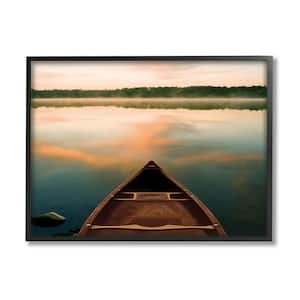 Canoe on Lake Warm Sunrise Water Reflection by Danita Delimont Framed Nature Art Print 20 in. x 16 in.