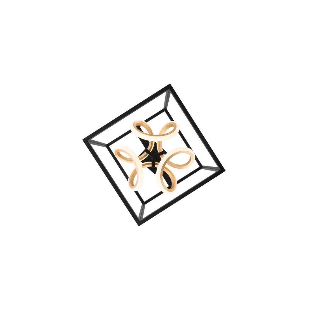 Sinclair Black and Gold Leaf Mini LED Pendant with White Shade