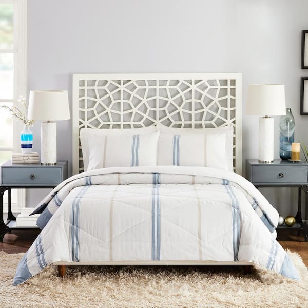 LAUREL & MAYFAIR Mason 3-Piece Cream Cotton King Comforter Set