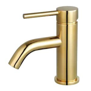 Concord Single-Handle Single Hole Bathroom Faucet with Push Pop-Up in Polished Brass