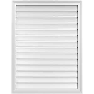 32 in. x 42 in. Vertical Surface Mount PVC Gable Vent: Functional with Brickmould Frame