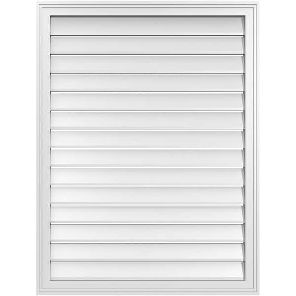 Ekena Millwork 32 in. x 42 in. Vertical Surface Mount PVC Gable Vent: Functional with Brickmould Frame