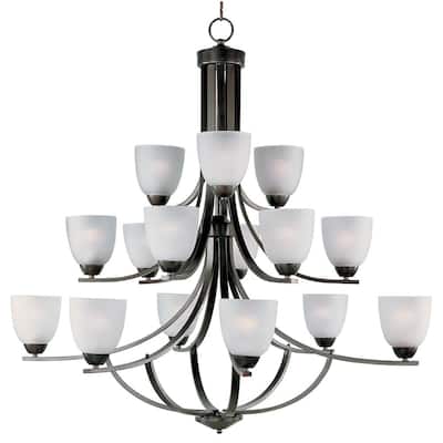 Axis 15-Light Oil Rubbed Bronze Chandelier with Frosted Shade