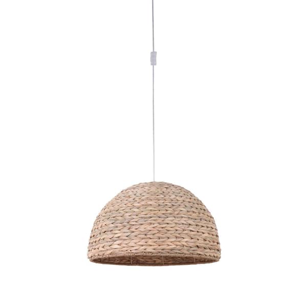 Swag Pendants 60-Watt 1-Light Natural Finish Damp Rated Pendant Light w/ Natural Grass Shade, No Bulbs Included