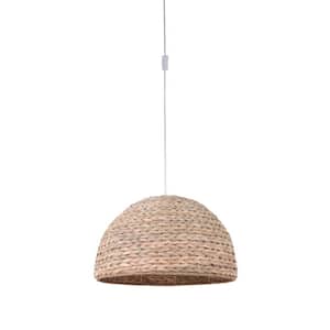 Swag Pendants 60-Watt 1-Light Natural Finish Damp Rated Pendant Light w/ Natural Grass Shade, No Bulbs Included