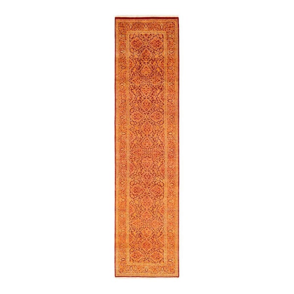 Mogul Orange 3 ft. x 11 ft. Oriental Wool Indoor Runner Rug