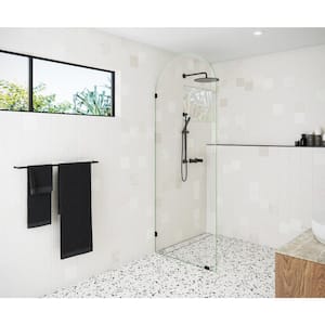 32 in. x 86.75 in. Frameless Shower Door - Arched Single Fixed Panel