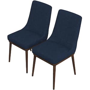 Grayson Mid-Century Polyester Blend Dining Chair in Blue (Pair)