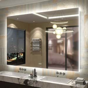 60 in. W x 40 in. H Rectangular Frameless Wall Bathroom Vanity Mirror Super Bright Backlited LED Anti-Fog Tempered Glass