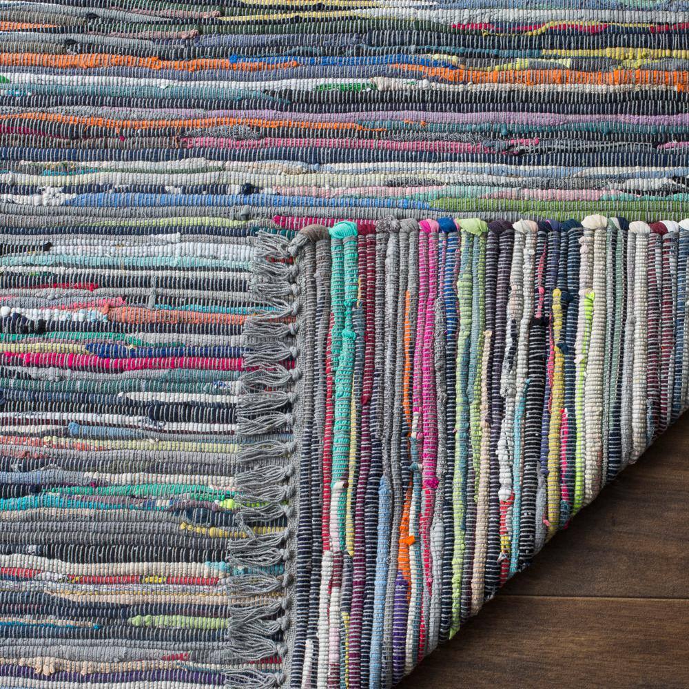 Aqua and Multicolor Handwoven Cotton Flatweave Area Rug