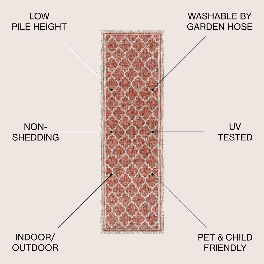 Moroccan Trellis Red/Beige Indoor/Outdoor Flatweave Rug