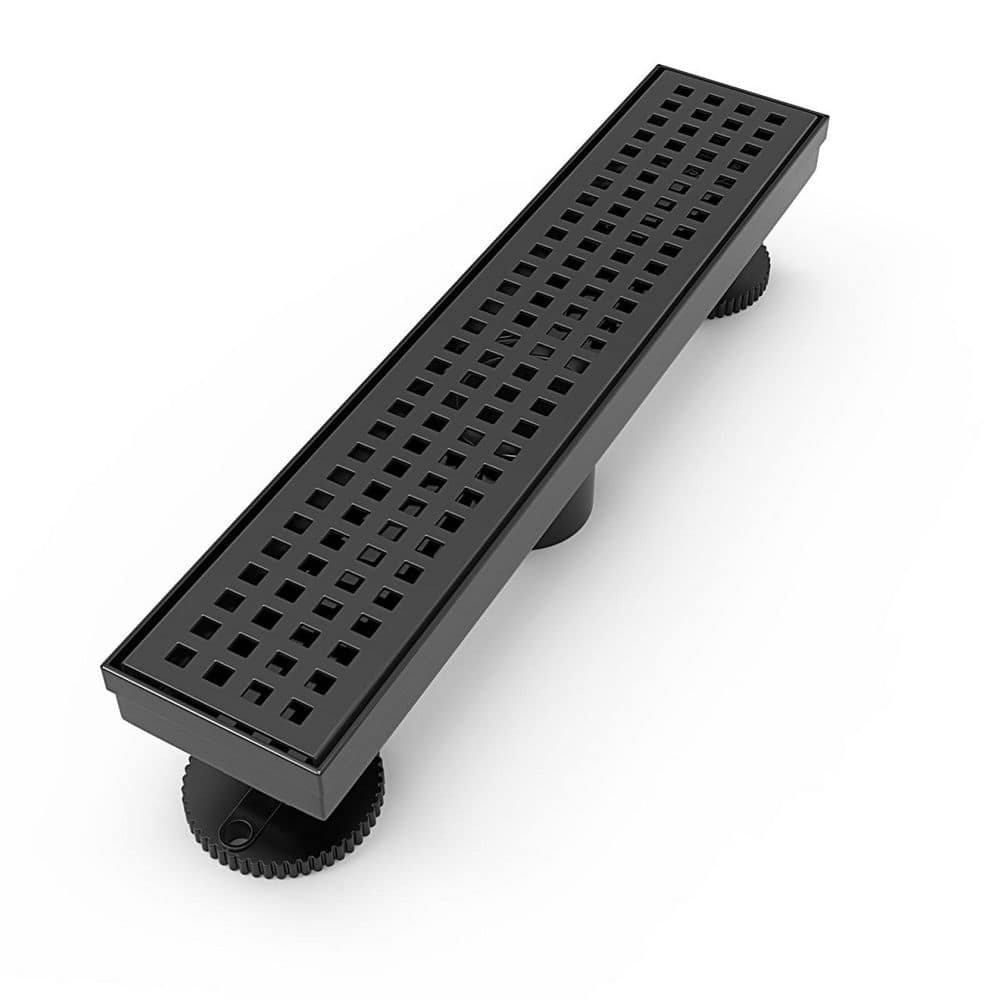 12 in. Linear Shower Drain Rectangular Floor Drain with Accessories Square Hole Pattern Cover, Matte Black price history on PriceWatchPro