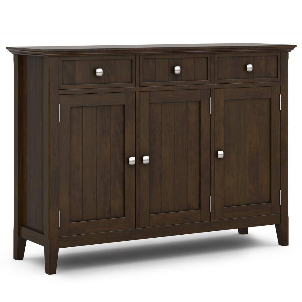 Brunette Brown Solid Wood Office Accent Cabinet with Adjustable Shelves