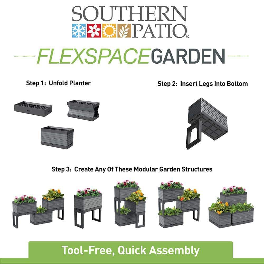 Gray Polypropylene Modular Raised Garden Planter Set