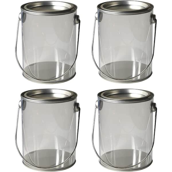 Dyiom 1 Quart Clear Plastic Paint Bucket, Paint Can with Lid and Handle ...