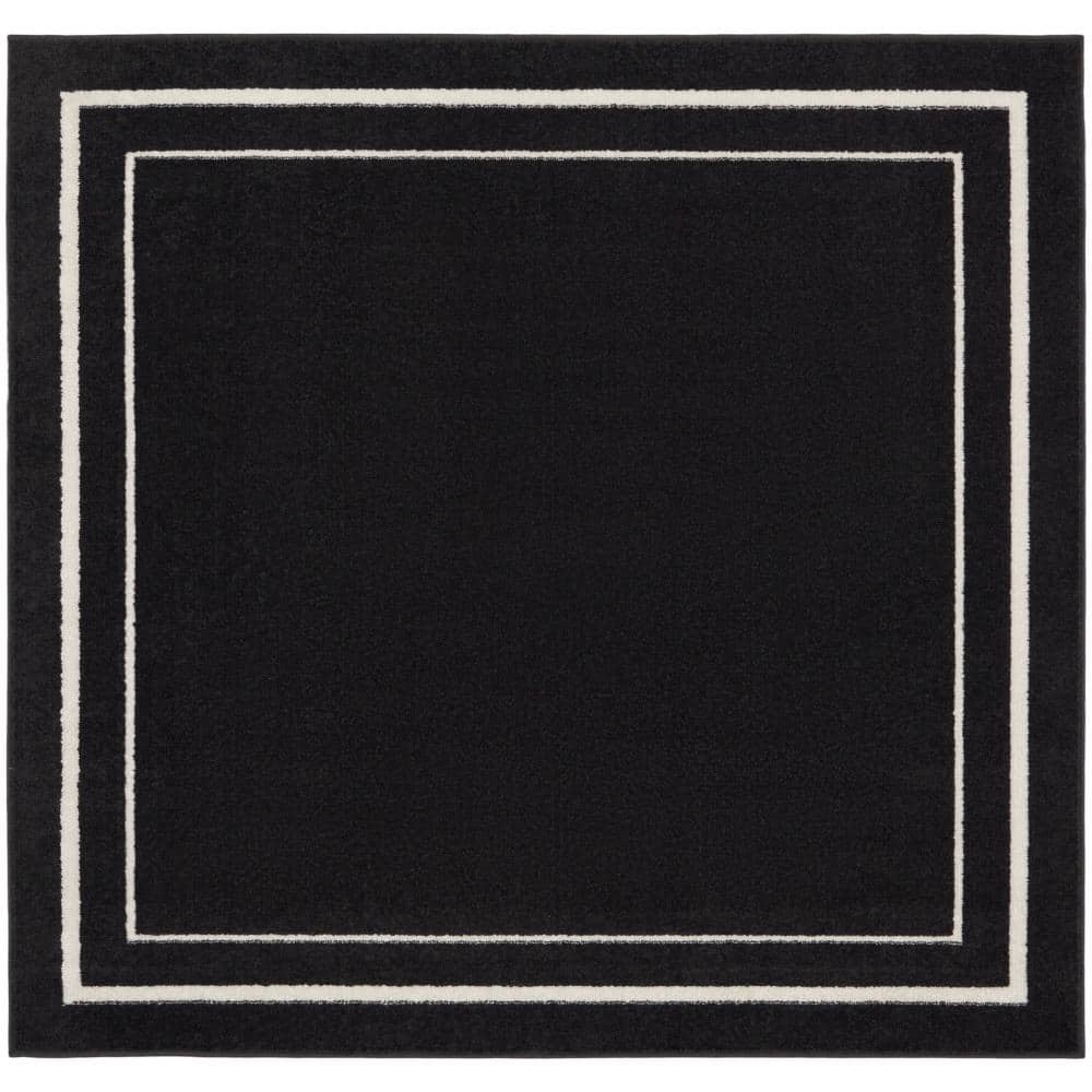 Black Ivory 5' Square Reversible Indoor/Outdoor Rug