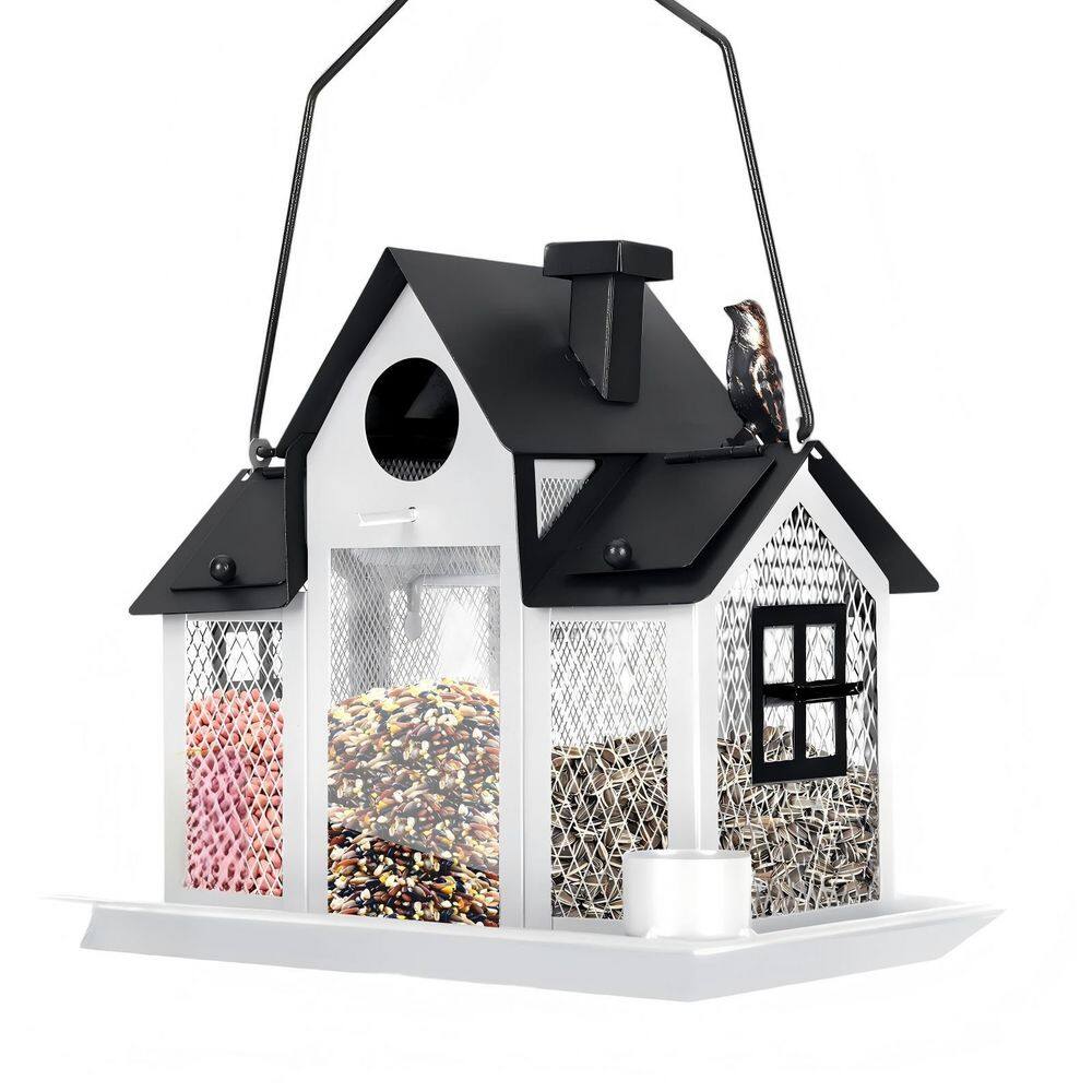 Hanging Solar Bird Feeders House, Metal Wild Bird Feeder for Outdoor, White price history on PriceWatchPro