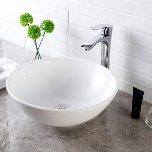 White Porcelain Vessel Bathroom Sink – Everything Bathroom