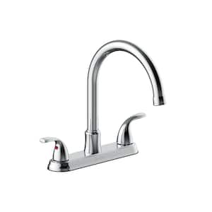 Raleigh Double-Handle Gooseneck Kitchen Faucet In Chrome