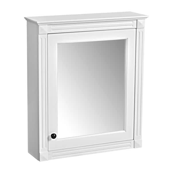 24.01 in. W x 27.76 in. H White Rectangular MDF Medicine Cabinet with Mirror and 3 Adjustable Shelf for Bathroom
